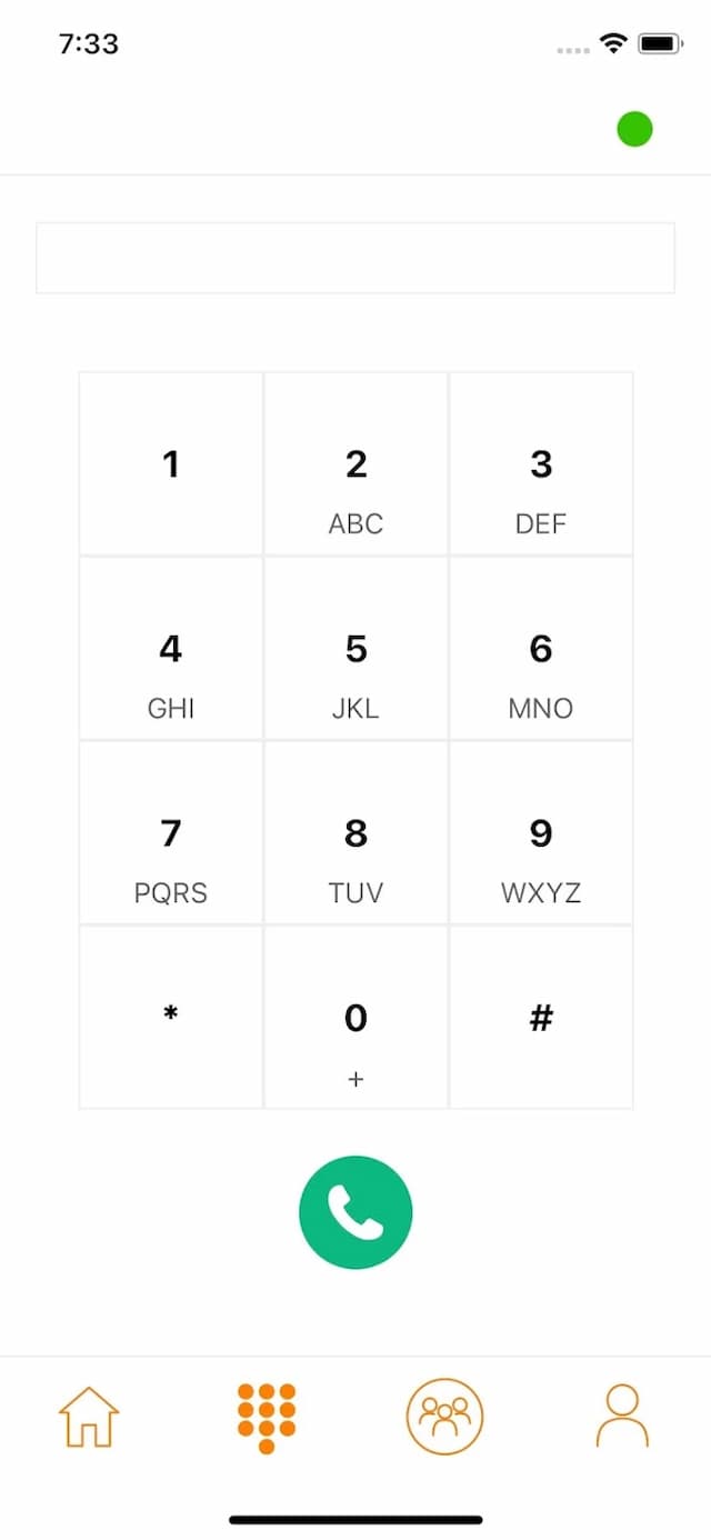 Tonet mobile app dialpad with number keys and call button