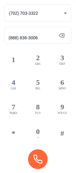 Dialpad softphone overlay with number pad and call controls